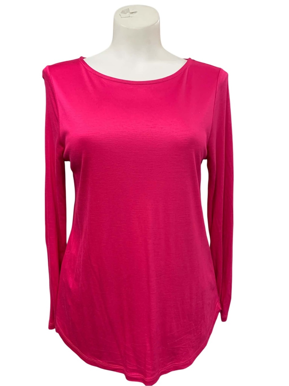Kettle Well Long Sleeve Scoop Neck Top in Hot Pink Size S